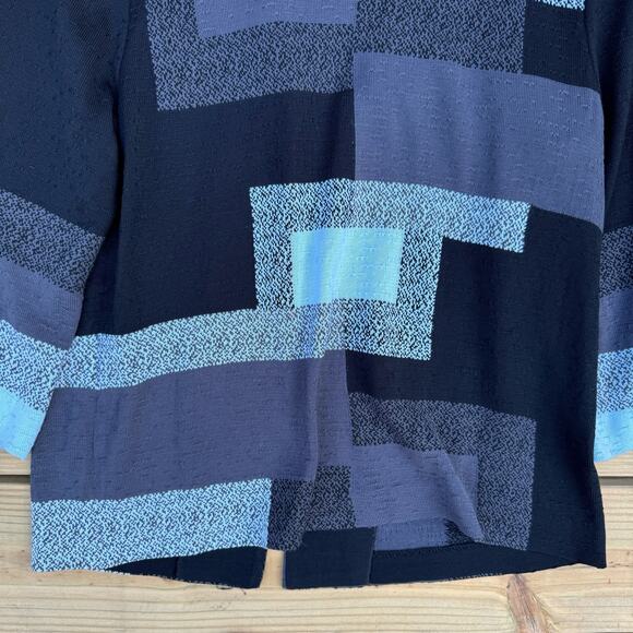 Ming Wang Cardigan Sweater Knit Geometric Patchwork Art to Wear Size Small - Picture 6 of 8